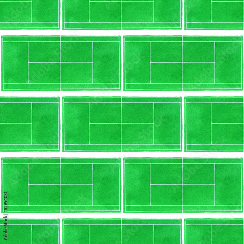 Tennis court. Seamless pattern with hand-drawn grass surface