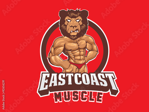 bear muscle logo image vector