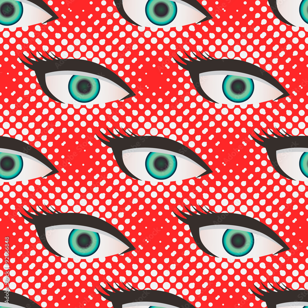 Pop art style halftone eyes pattern Pop art style halftone eyes pattern