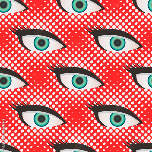 Pop art style halftone eyes pattern