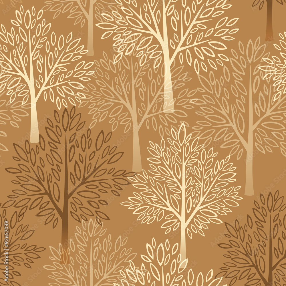 Fall season background. Autumn tree seamless pattern. Vector Fall season background. Autumn tree seamless pattern. Vector
