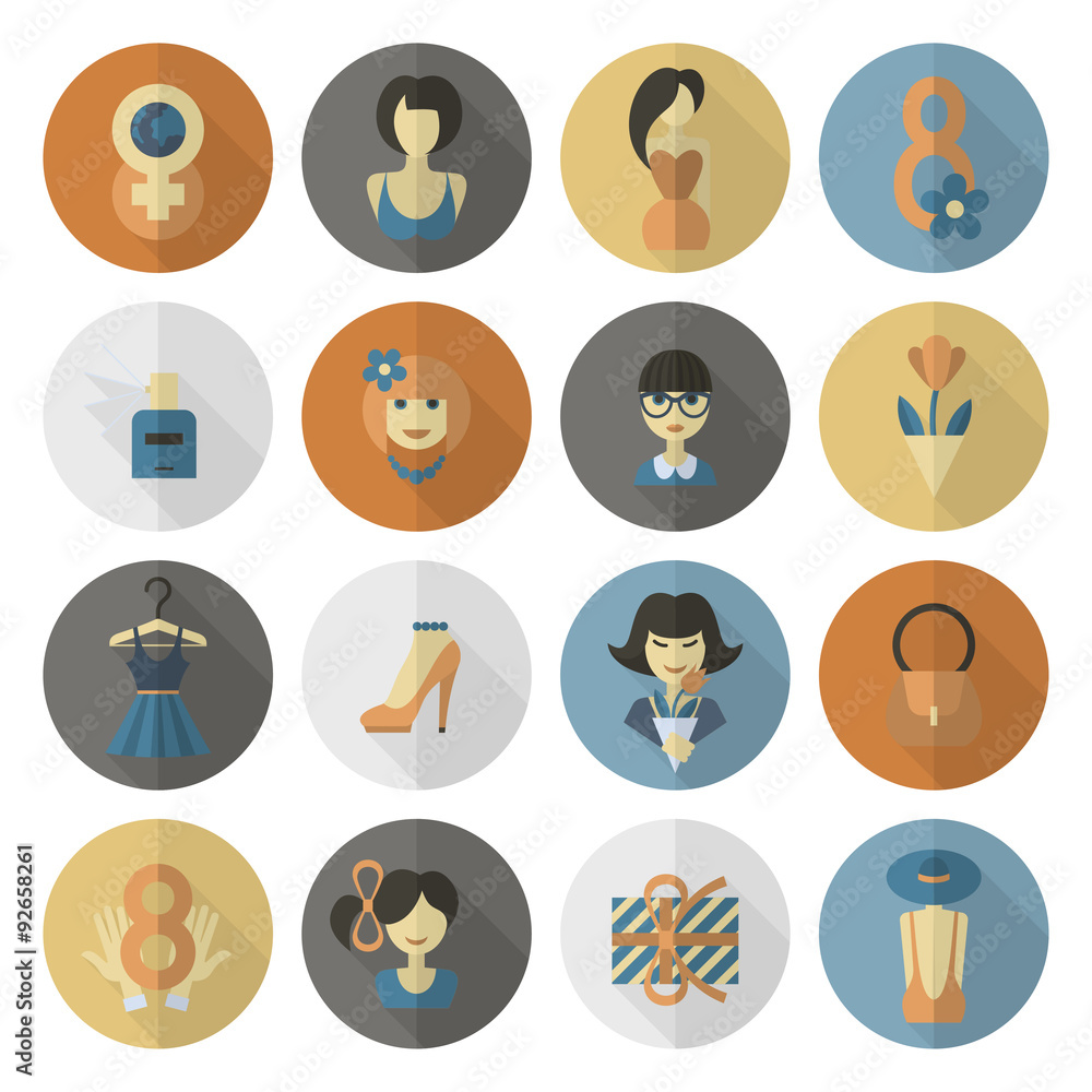 Womans Day Icon Set Womans Day Icon Set