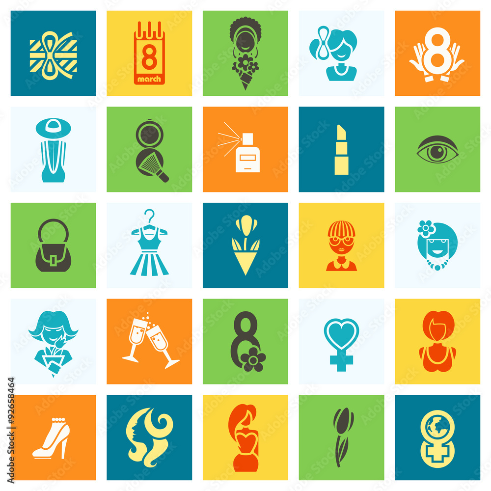 Womans Day Icon Set Womans Day Icon Set