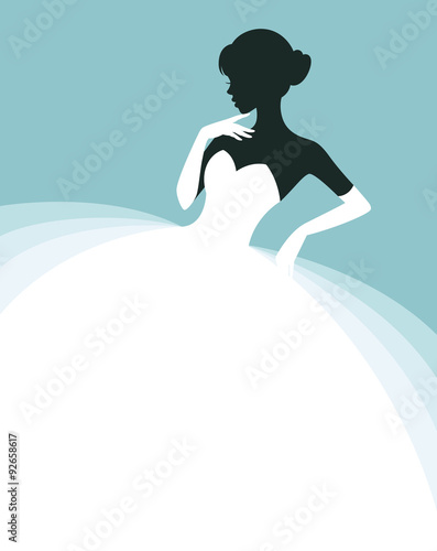 Beautiful woman in a wedding dress, invitation or flyer template for the bride show