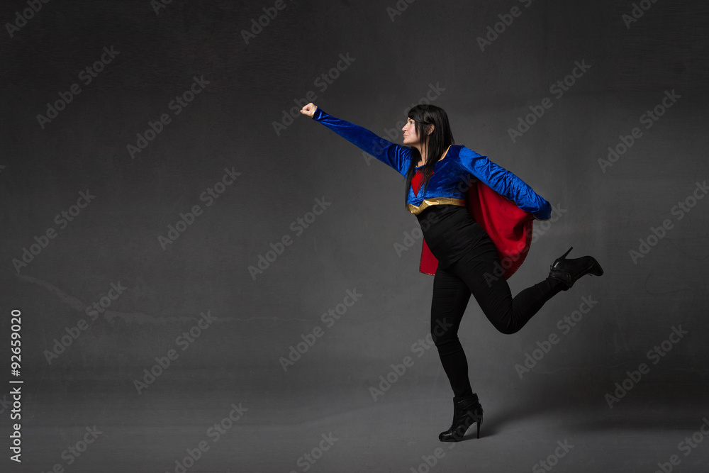 woman flying like a super hero
