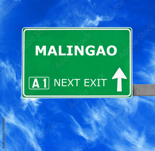 MALINGAO road sign against clear blue sky photo