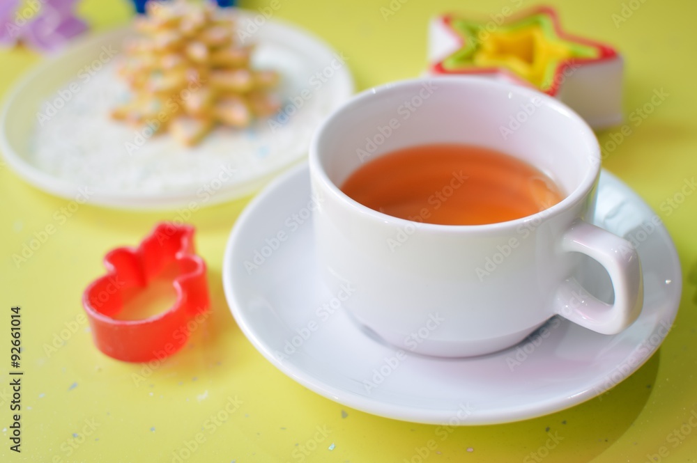 image of tea, tasty cookies and molds image of tea, tasty cookies and molds