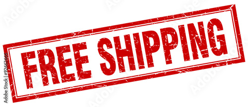 free shipping red square grunge stamp on white