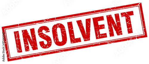 insolvent red square grunge stamp on white
