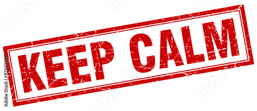 keep calm red square grunge stamp on white