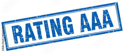 rating aaa blue square grunge stamp on white