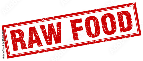 raw food red square grunge stamp on white