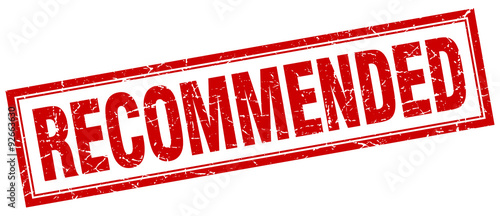 recommended red square grunge stamp on white