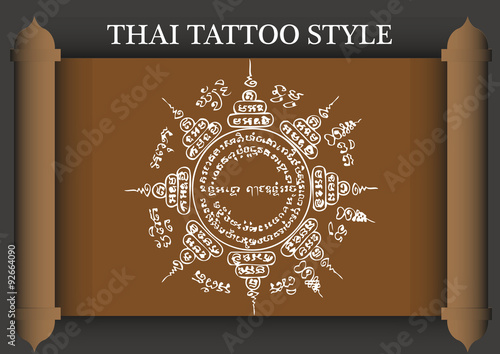 Thai Tattoo Ancient style. Vector template