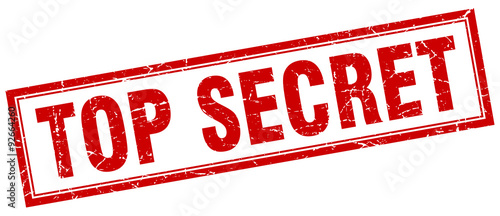 top secret red square grunge stamp on white