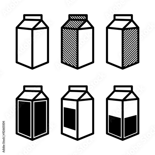 Milk and Juice Box Icons Set. Vector