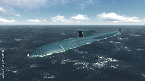 Konstfotografi Floating russian nuclear submarine at sea