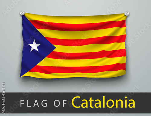 FLAG OF catalonia battered, hung on the wall