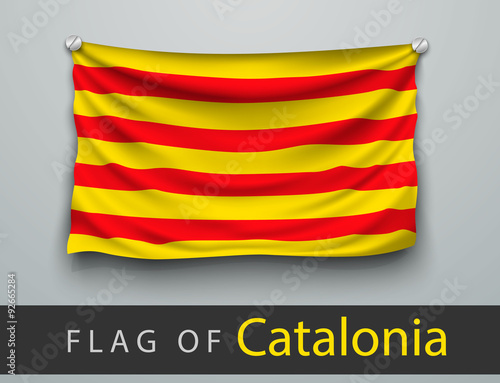 FLAG OF catalonia battered, hung on the wall