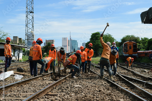 Fotótapéta Restoration the railroad tracks