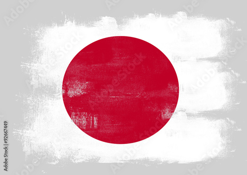 Flag of Japan painted with brush