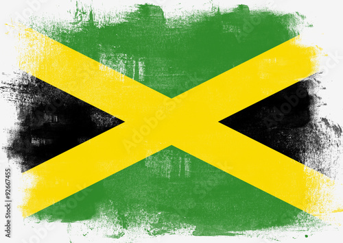 Fototapeta Flag of Jamaica painted with brush