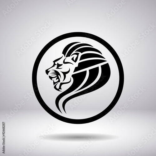 Fototapeta Naklejka Na Ścianę i Meble -  Silhouette of a lion's head in a circle