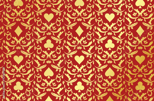 Red poker background with golden card symbols