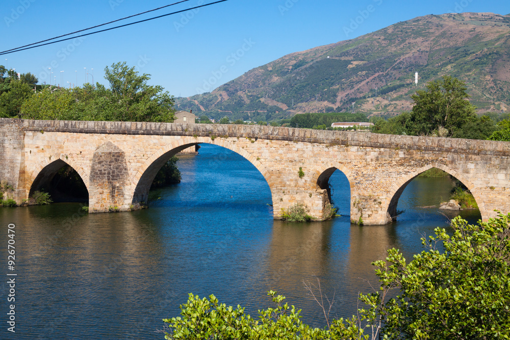 View of old stone bridge in Petin