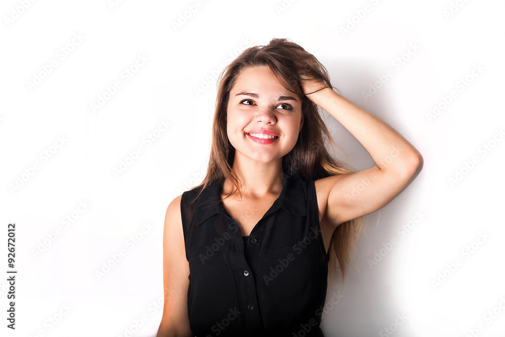 young happy cheerful female isolated on white young happy cheerful female isolated on white