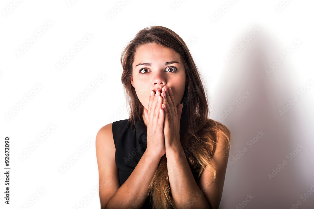 young surprised female isolated on white background young surprised female isolated on white background