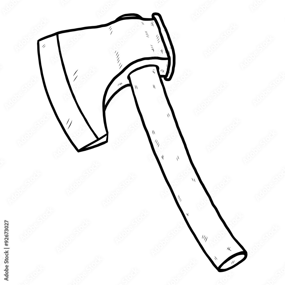 Kano Detecteren een beetje axe / cartoon vector and illustration, black and white, hand drawn, sketch  style, isolated on white background. Stock Vector | Adobe Stock
