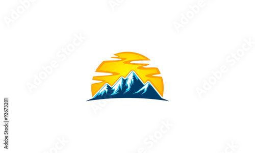 mountain, nature, green, landscape, sun, eco, vector, logo,  © denayune