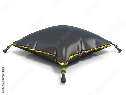 Royal black pillow. 3D render illustration isolated on white background