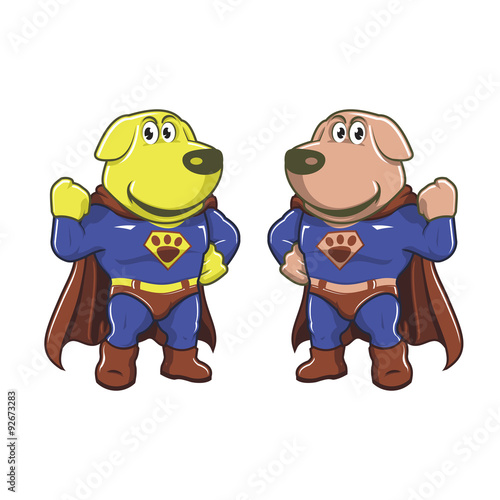 Strong Dog Superhero Cartoon Illustration