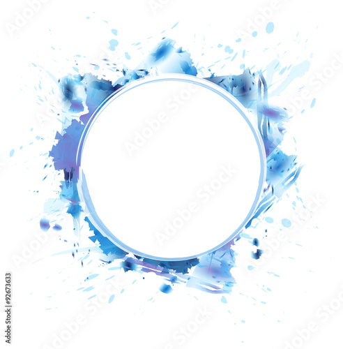 Watercolor circle blue frame