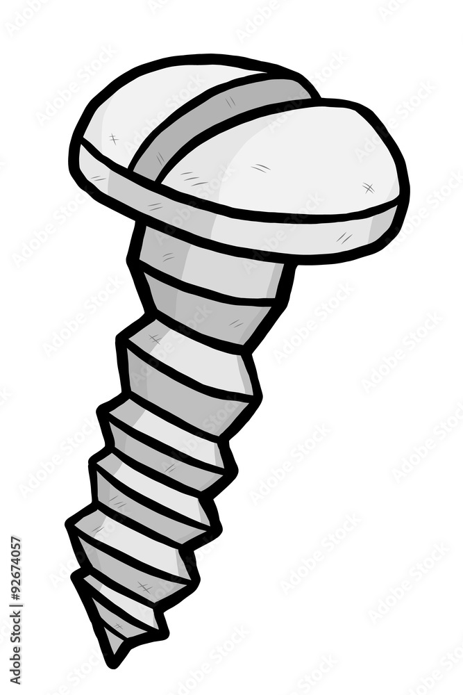 screw / cartoon vector and illustration, grayscale, hand drawn style,  isolated on white background. Stock Vector | Adobe Stock