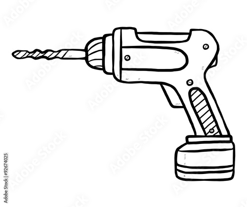 drill / cartoon vector and illustration, black and white, hand drawn, sketch style, isolated on white background.