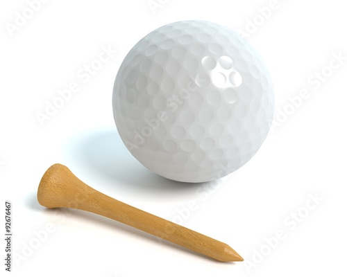 3d illustration of a golf ball and tee