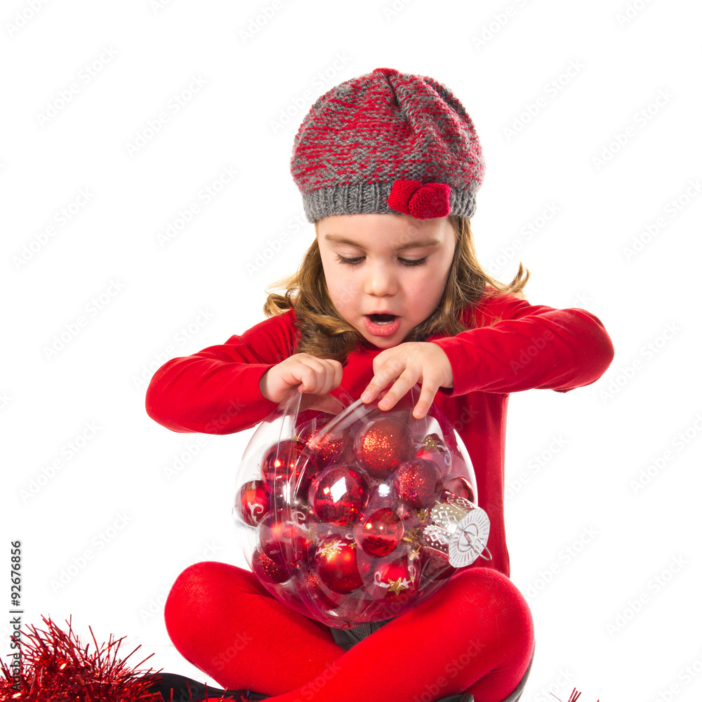 Little girl with christmas elements Little girl with christmas elements