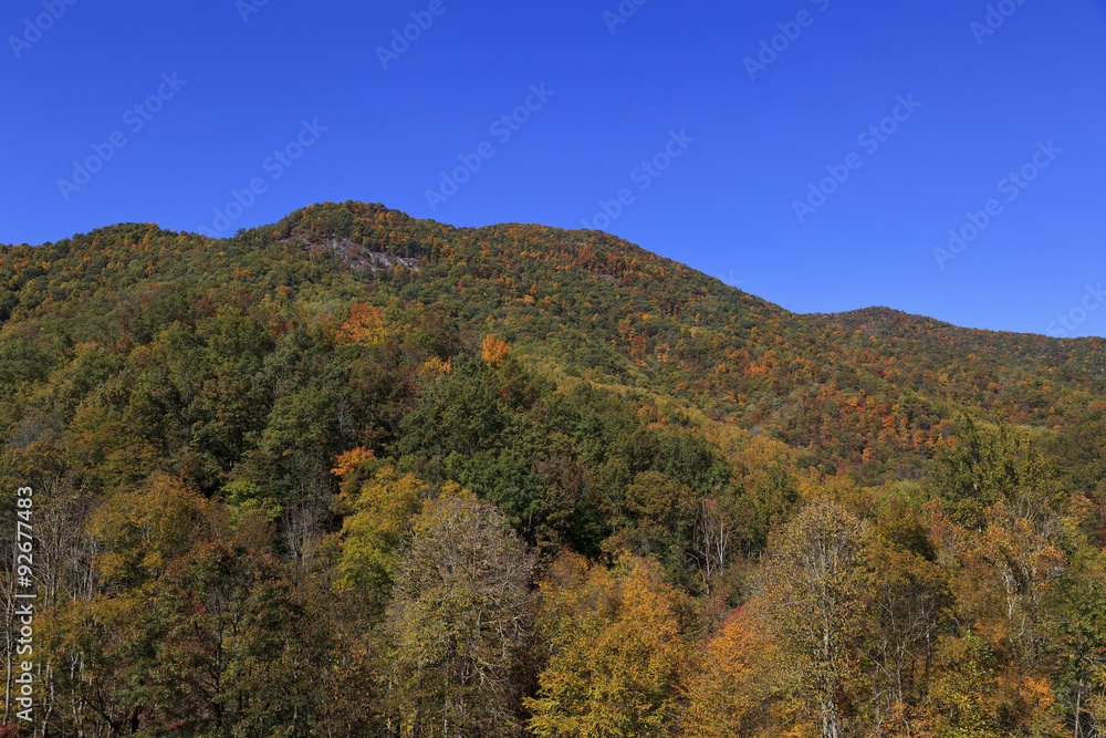 Mountain peak in North Carolina with fall foliage