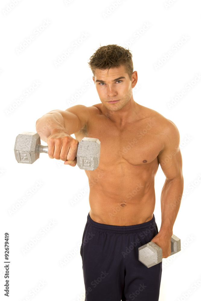 shirtless stong man front lift weight forward shirtless stong man front lift weight forward