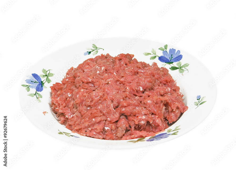 Minced chicken in a plate Minced chicken in a plate