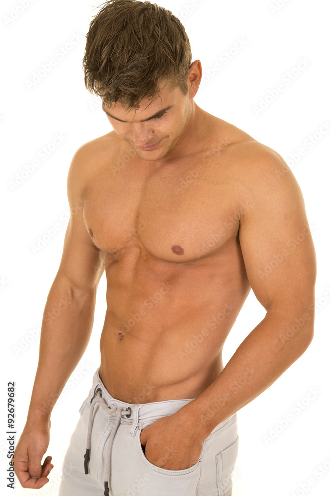 shirtless strong man upper body look down shirtless strong man upper body look down
