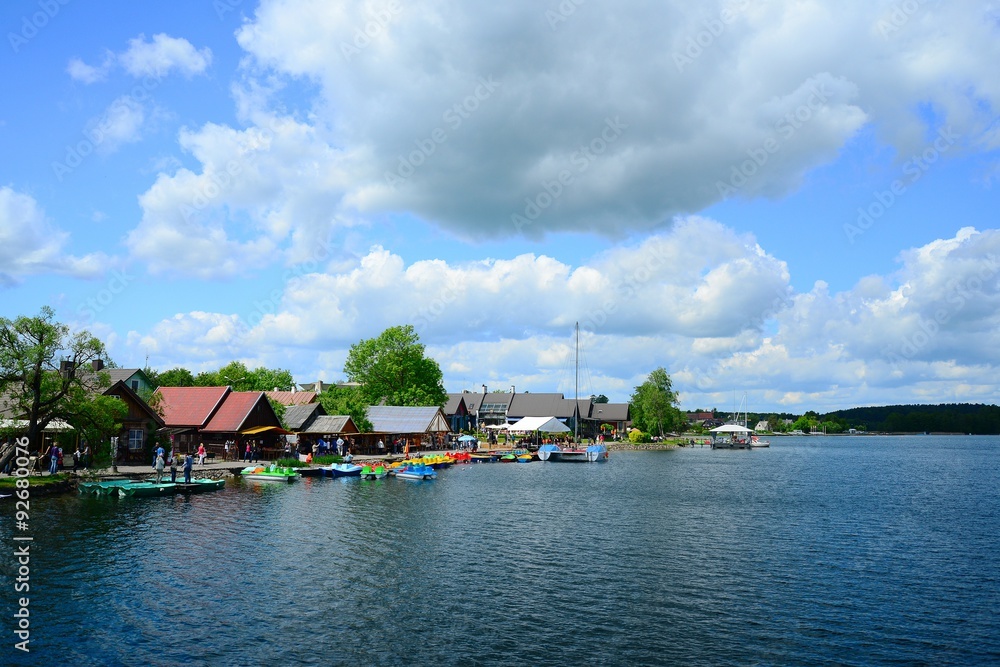 Galves lake,Trakai old city old houses view Galves lake,Trakai old city old houses view