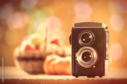 Wallpaper Mural Vintage camera and pumpkin Torontodigital.ca