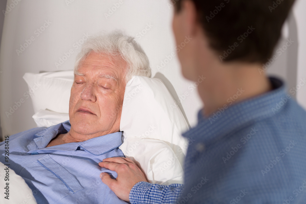 Elder sick man sleeping