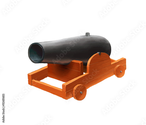 Cartoon medieval cannon isolated on white