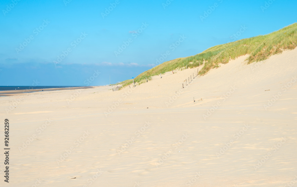 Dunes under a blue sky in autumn