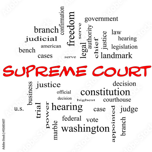 Supreme Court Word Cloud Concept in red caps